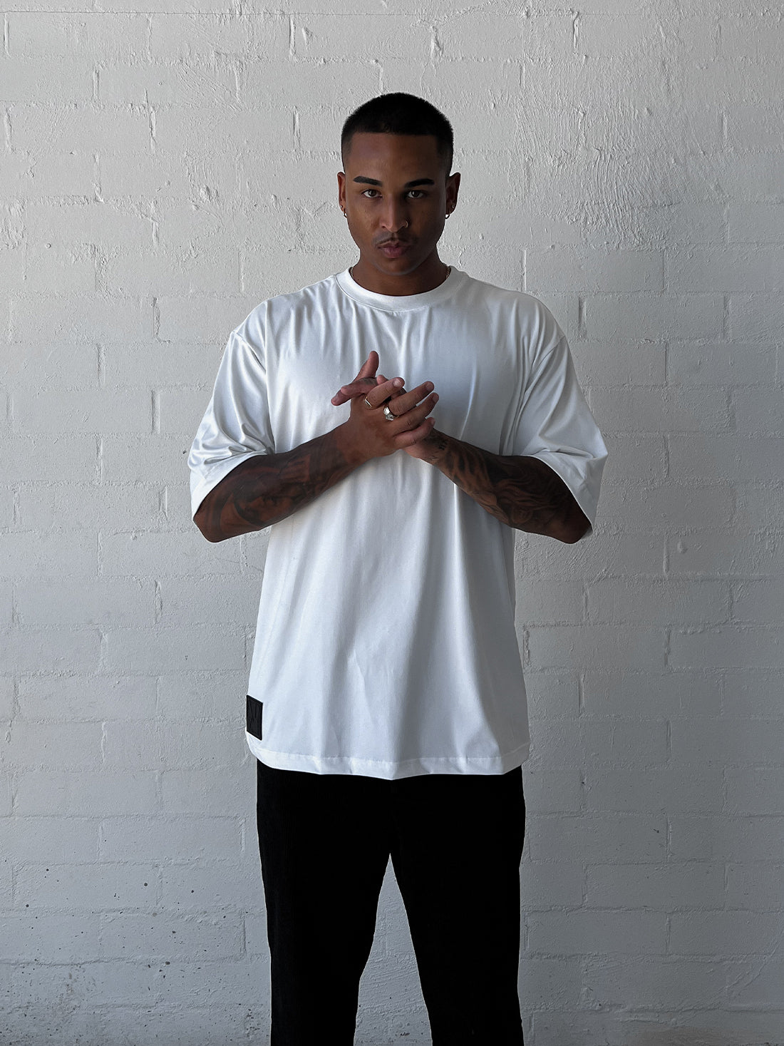 White Oversized Logo Tee