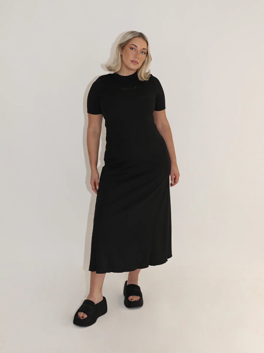 Knit Capped Sleeve Dress