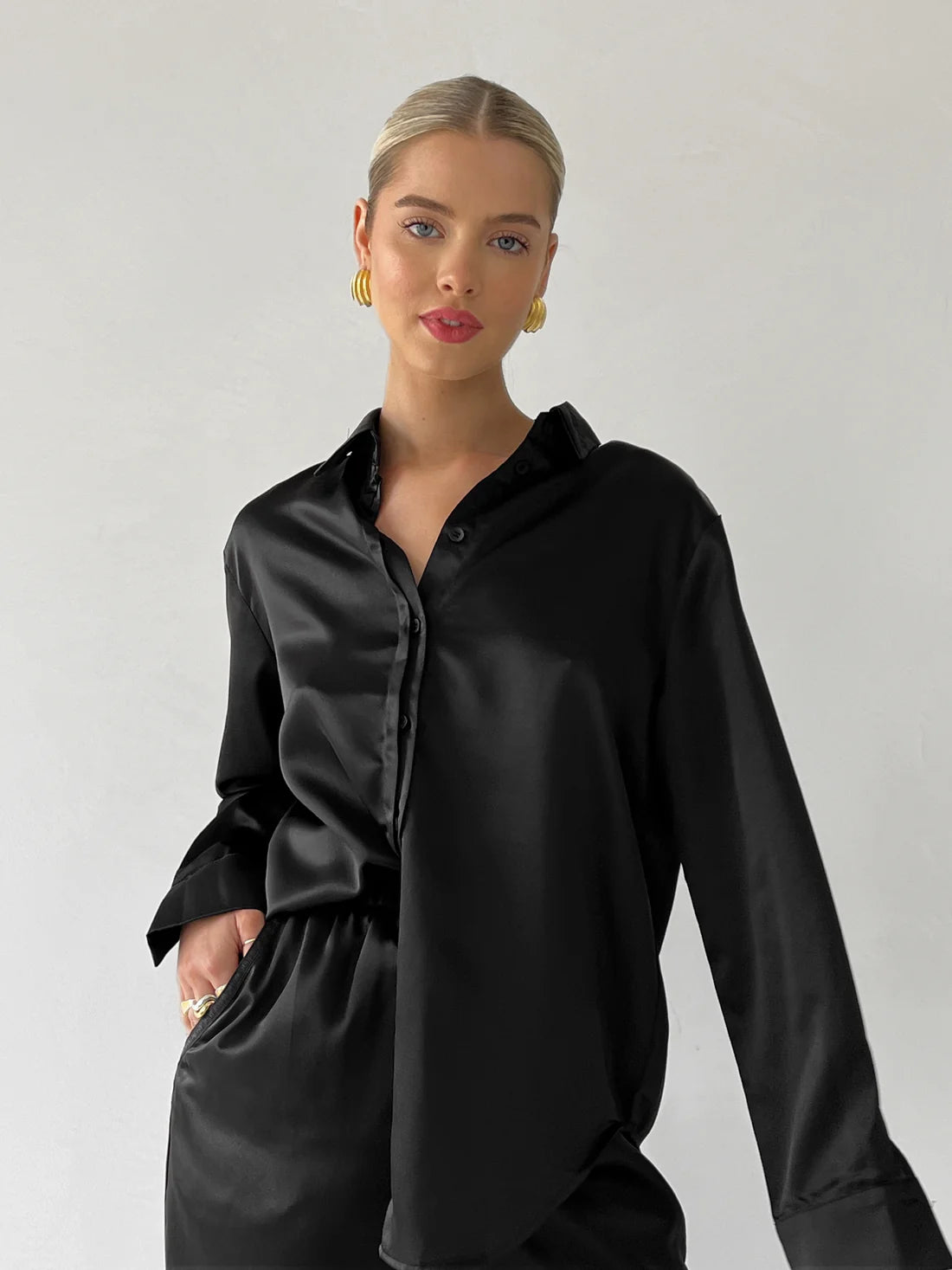 Long Sleeved Satin Shirt